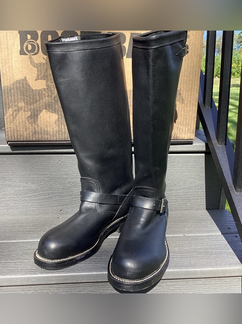 Men’s 9D Chippewa Model #27909 Black Leather 18” Tall Motorcycle Boots